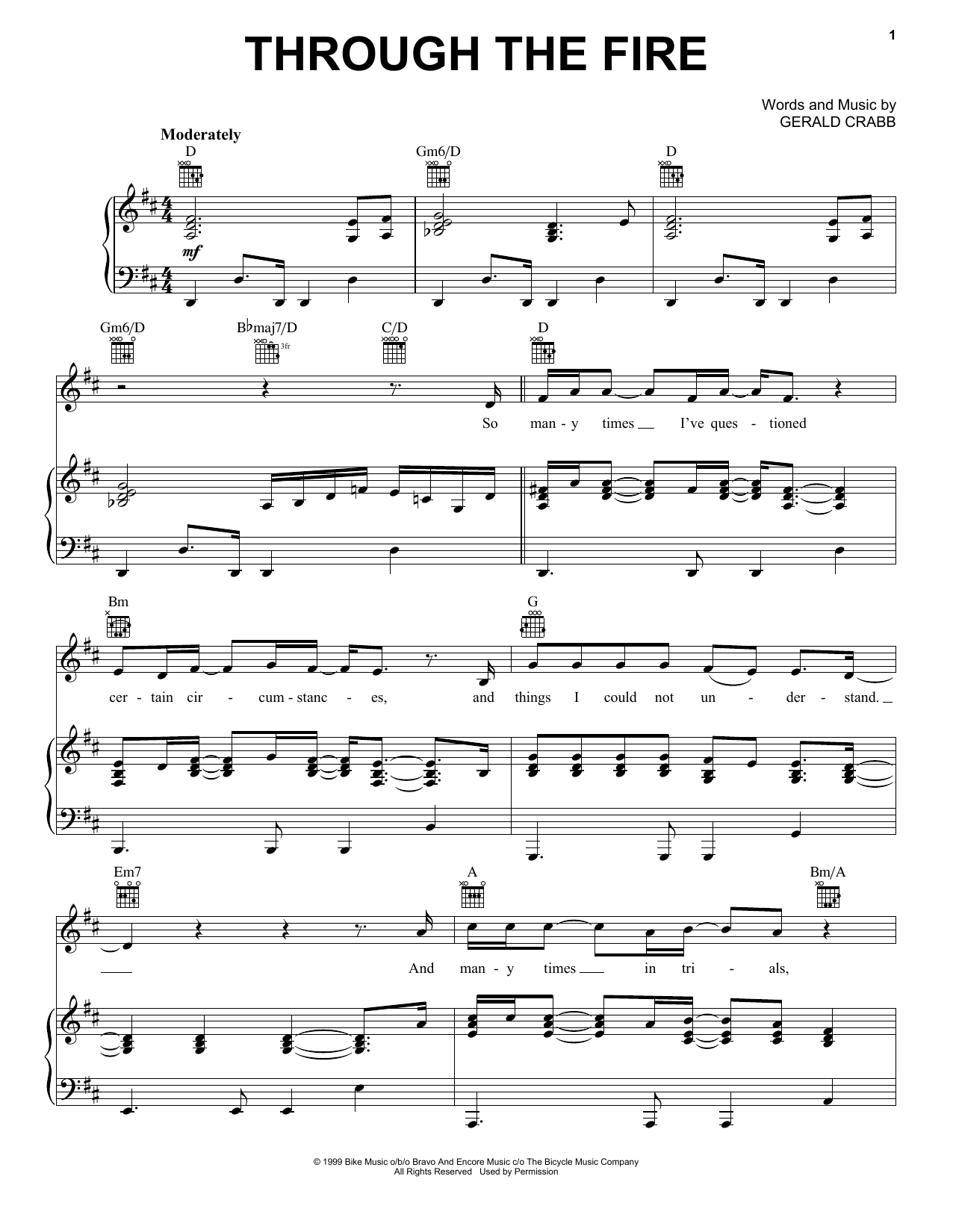 Download The Crabb Family Through The Fire Sheet Music and learn how to play Piano, Vocal & Guitar (Right-Hand Melody) PDF digital score in minutes