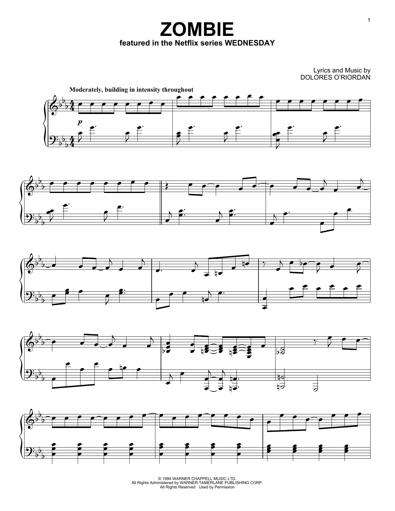 Download The Cranberries Zombie Sheet Music and learn how to play Piano Solo PDF digital score in minutes
