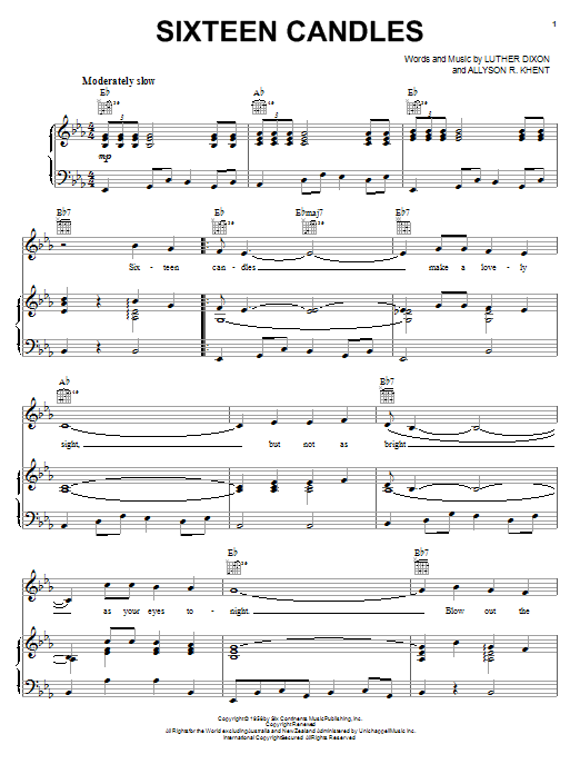 Download The Crests Sixteen Candles Sheet Music and learn how to play Lyrics & Chords PDF digital score in minutes