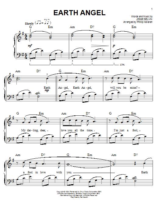 Download The Crew-Cuts Earth Angel Sheet Music and learn how to play Easy Piano PDF digital score in minutes