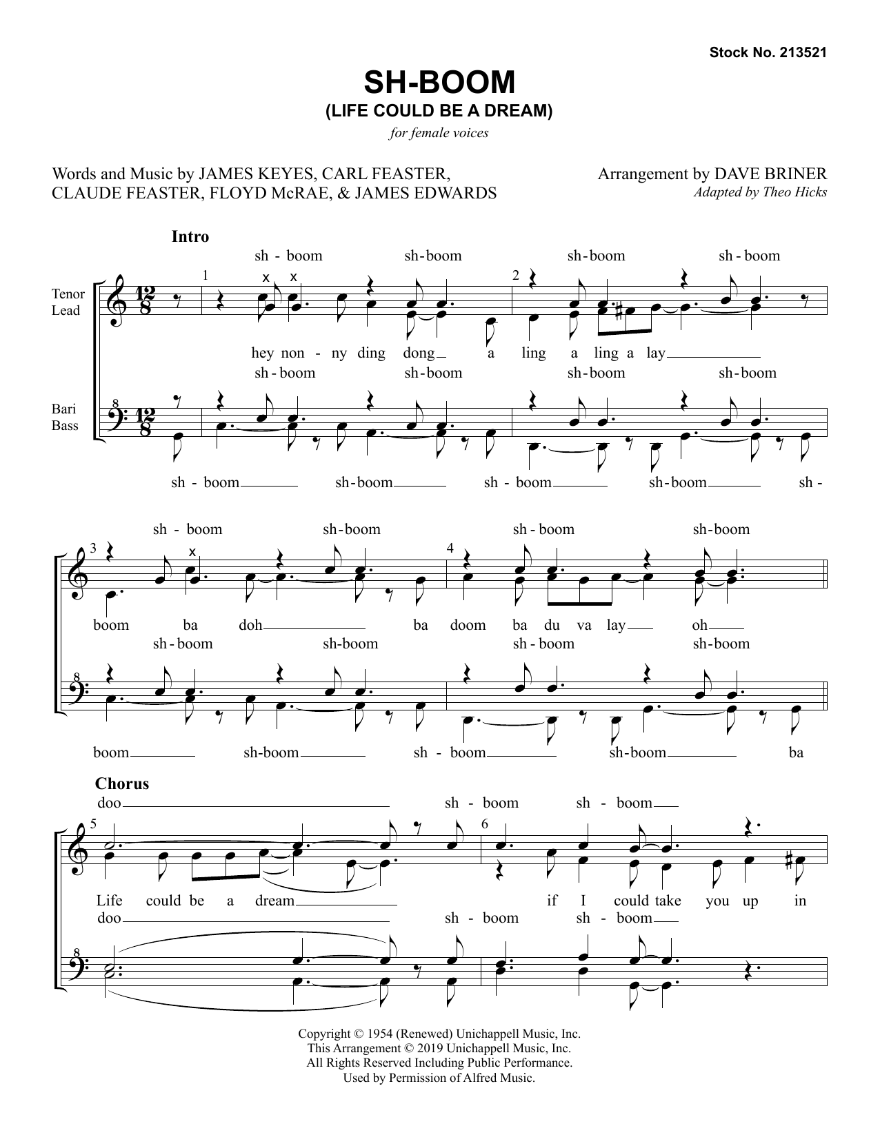 Download The Crew-Cuts Sh-Boom (Life Could Be A Dream) (arr. Dave Briner) Sheet Music and learn how to play SSAA Choir PDF digital score in minutes
