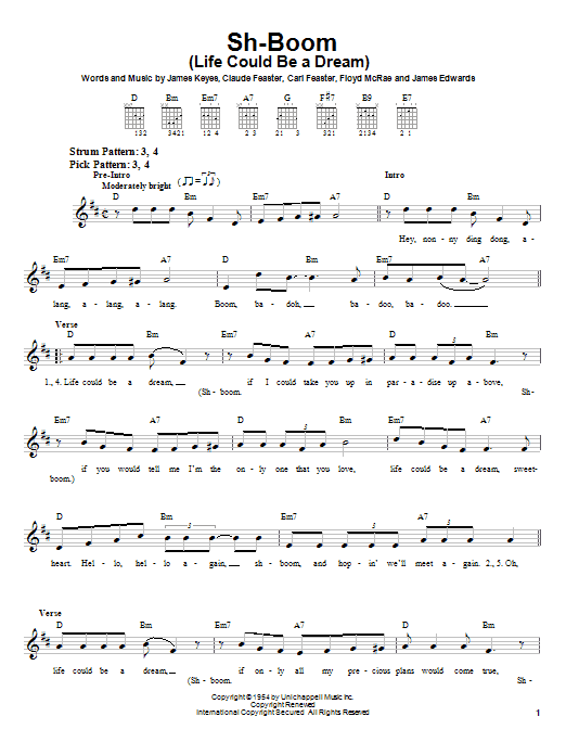 Download The Crew Cuts Sh-Boom (Life Could Be A Dream) Sheet Music and learn how to play Piano, Vocal & Guitar (Right-Hand Melody) PDF digital score in minutes