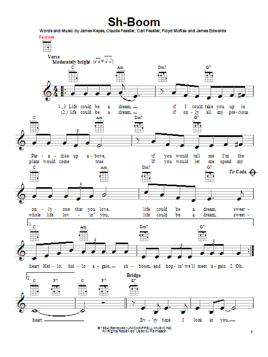 Download The Crew-Cuts Sh-Boom Sheet Music and learn how to play Melody Line, Lyrics & Chords PDF digital score in minutes