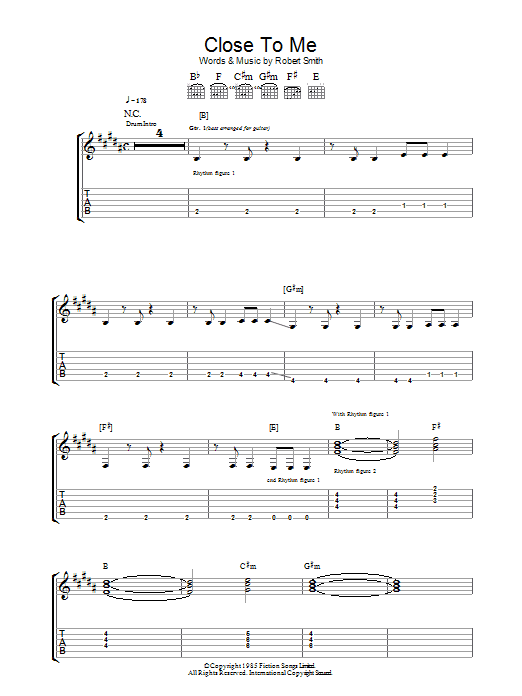 Download The Cure Close To Me Sheet Music and learn how to play Piano, Vocal & Guitar (Right-Hand Melody) PDF digital score in minutes