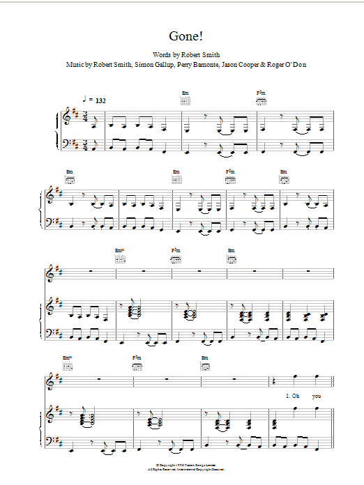 Download The Cure Gone! Sheet Music and learn how to play Piano, Vocal & Guitar (Right-Hand Melody) PDF digital score in minutes