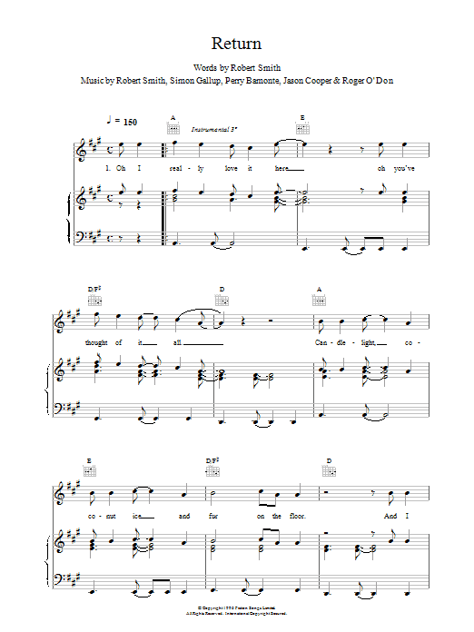 Download The Cure Return Sheet Music and learn how to play Piano, Vocal & Guitar (Right-Hand Melody) PDF digital score in minutes