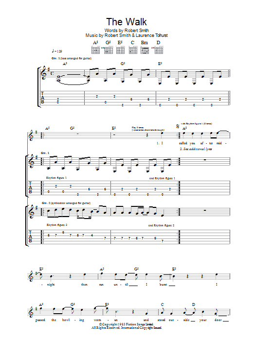 Download The Cure The Walk Sheet Music and learn how to play Guitar Tab PDF digital score in minutes