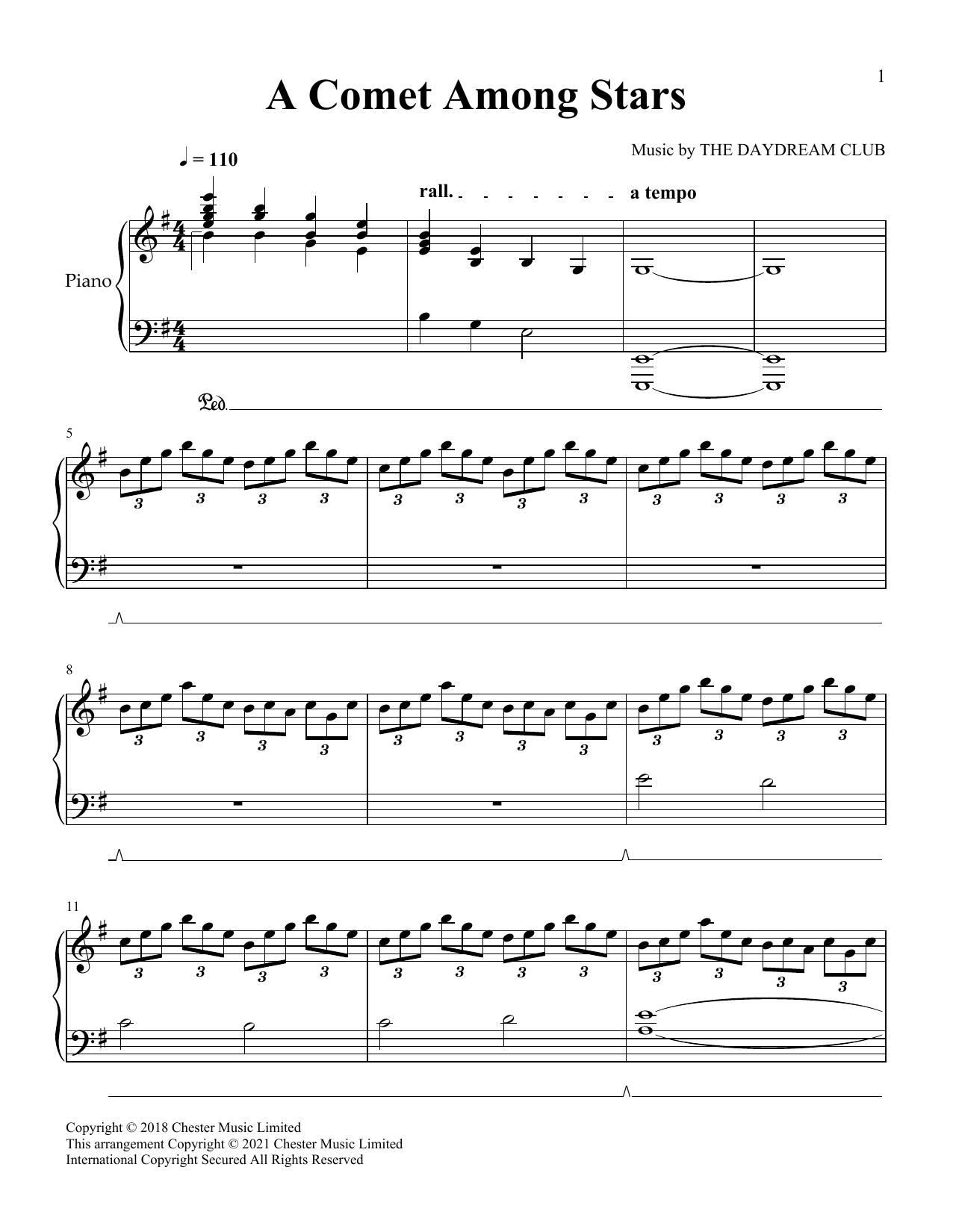 Download The Daydream Club A Comet Among Stars Sheet Music and learn how to play Piano Solo PDF digital score in minutes