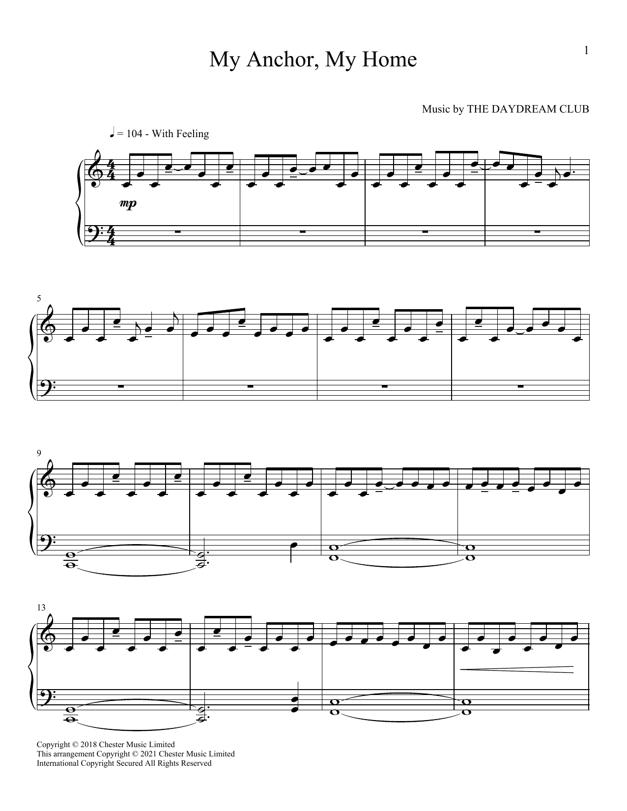 Download The Daydream Club My Anchor, My Home Sheet Music and learn how to play Piano Solo PDF digital score in minutes