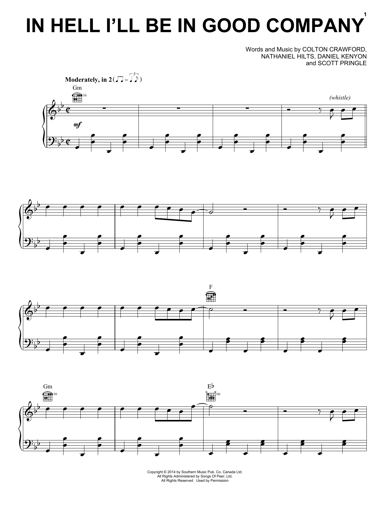 Download The Dead South In Hell I'll Be In Good Company Sheet Music and learn how to play Piano, Vocal & Guitar Chords (Right-Hand Melody) PDF digital score in minutes