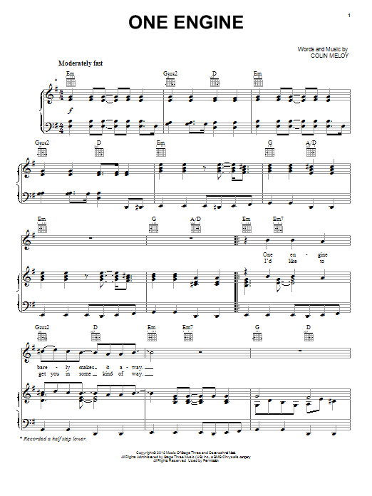 Download The Decemberists One Engine Sheet Music and learn how to play Piano, Vocal & Guitar (Right-Hand Melody) PDF digital score in minutes