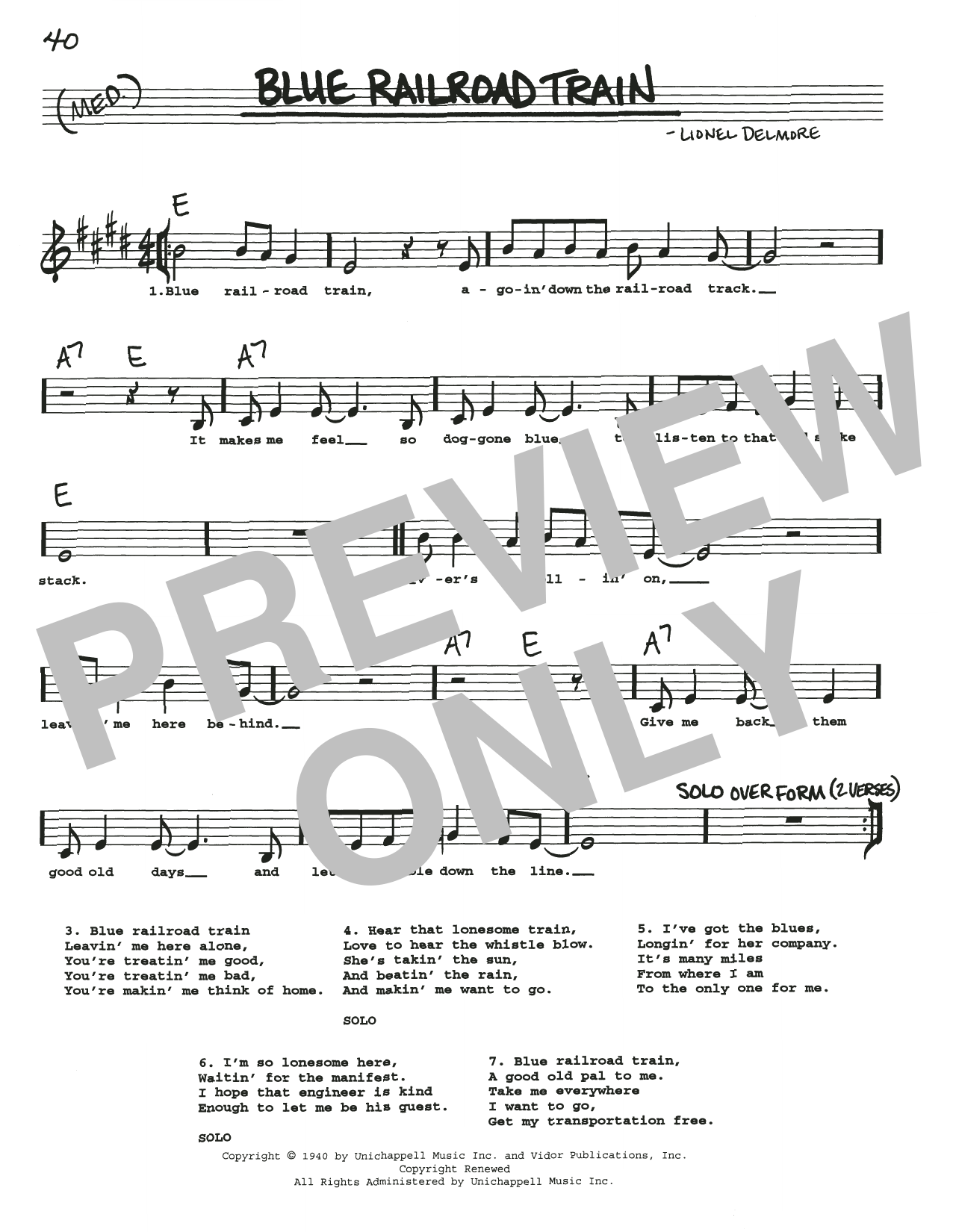Download The Delmore Brothers Blue Railroad Train Sheet Music and learn how to play Real Book – Melody, Lyrics & Chords PDF digital score in minutes