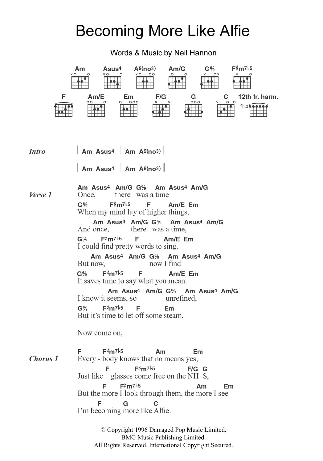 Download The Divine Comedy Becoming More Like Alfie Sheet Music and learn how to play Piano, Vocal & Guitar (Right-Hand Melody) PDF digital score in minutes