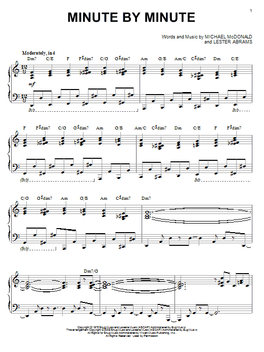 Download Michael McDonald Minute By Minute Sheet Music and learn how to play Piano PDF digital score in minutes