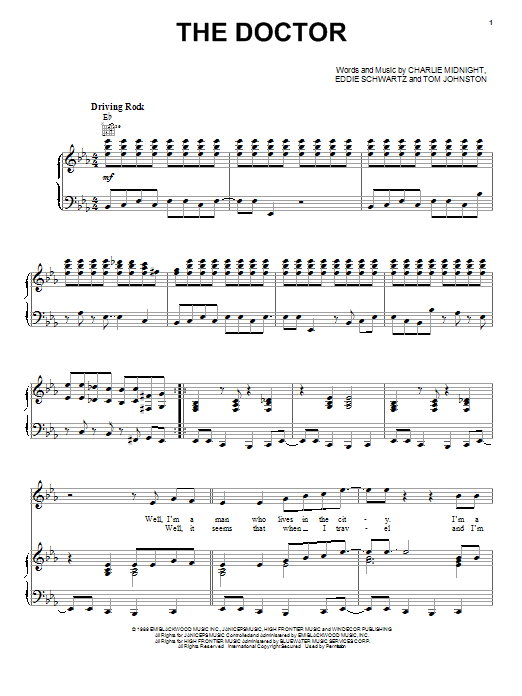 Download The Doobie Brothers The Doctor Sheet Music and learn how to play Piano, Vocal & Guitar (Right-Hand Melody) PDF digital score in minutes