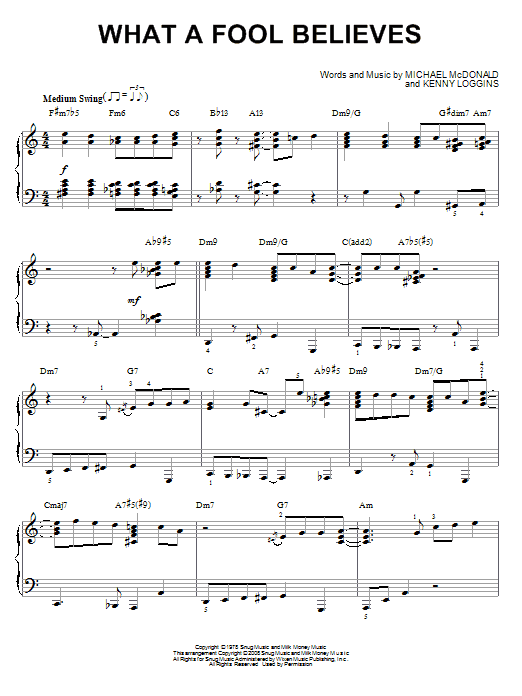 Download The Doobie Brothers What A Fool Believes Sheet Music and learn how to play Piano PDF digital score in minutes