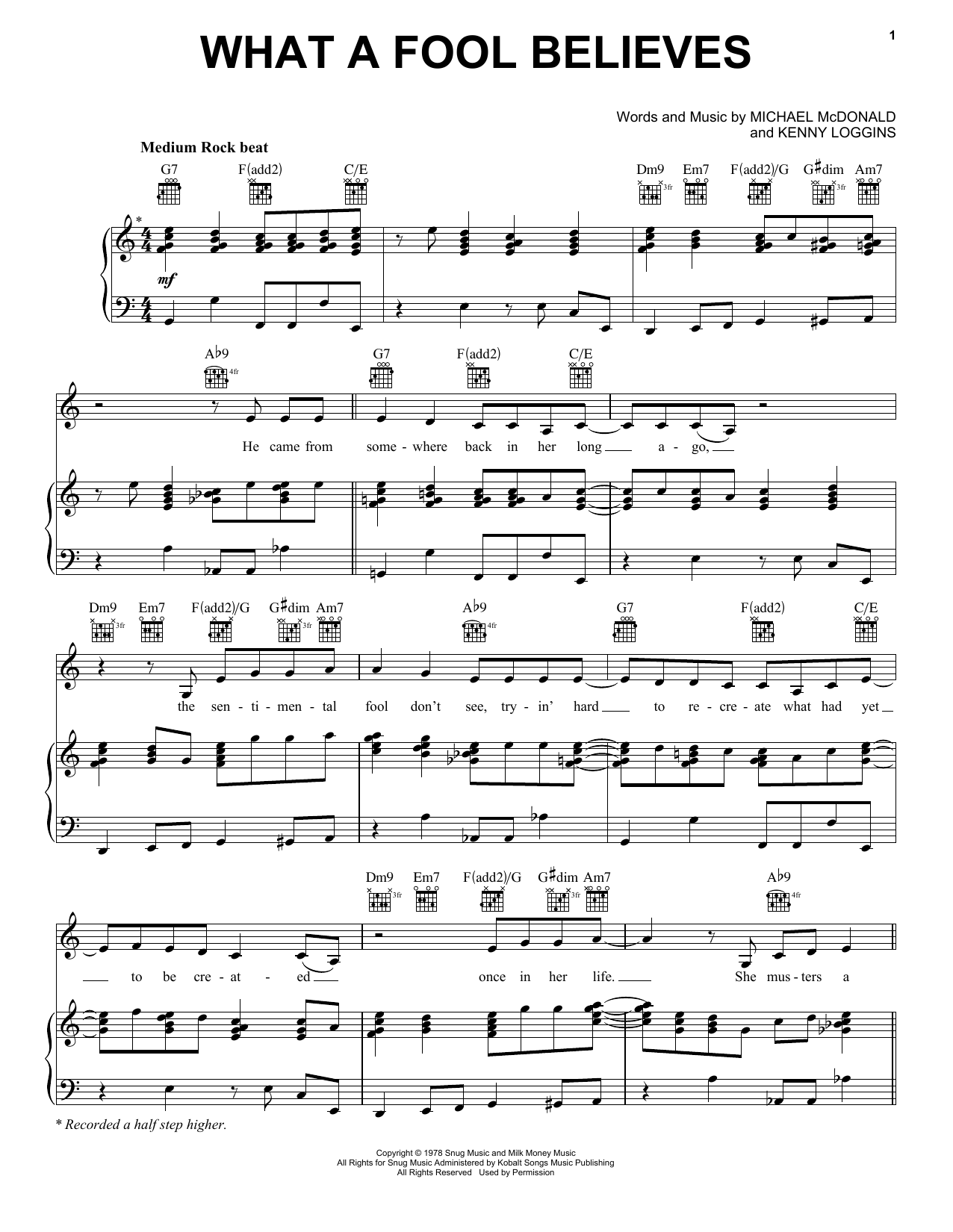 Download The Doobie Brothers What A Fool Believes Sheet Music and learn how to play Keyboard Transcription PDF digital score in minutes