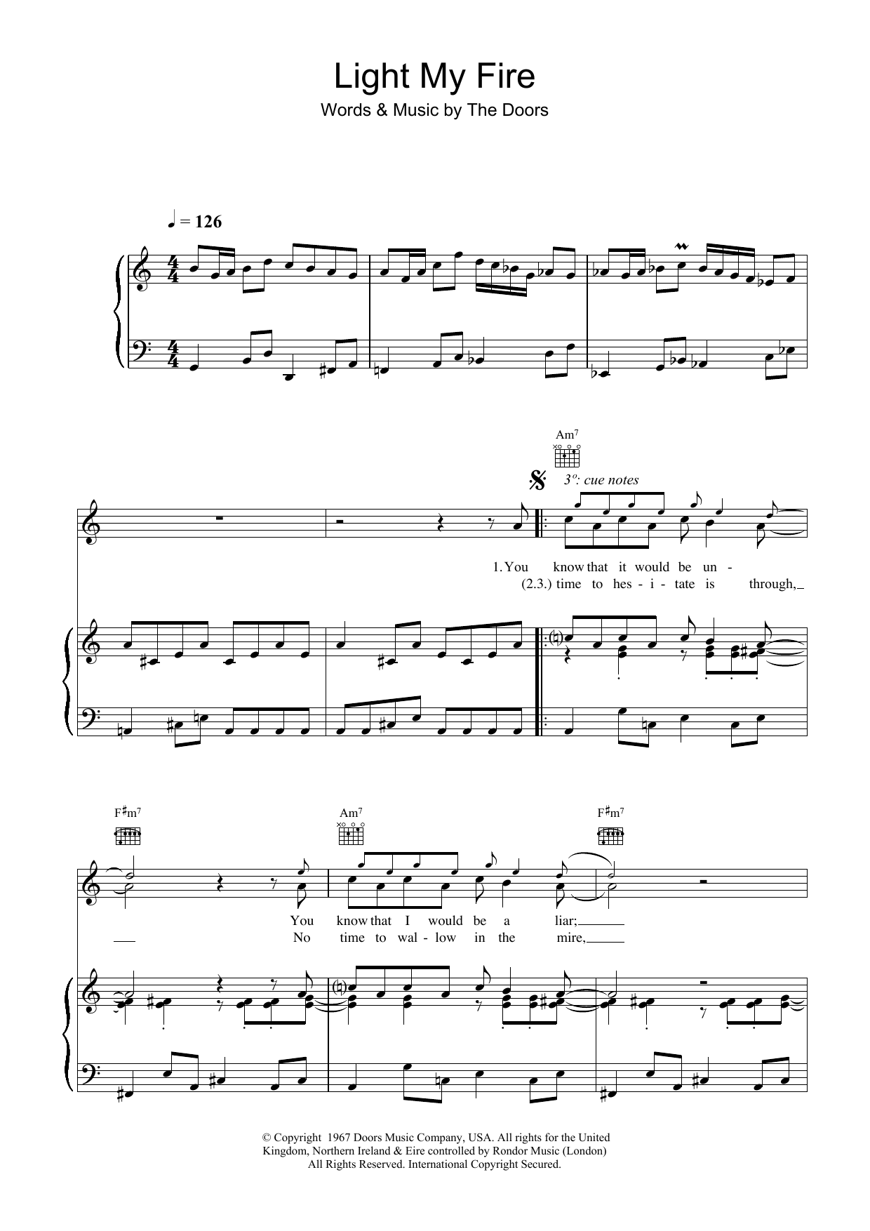 Download The Doors Light My Fire Sheet Music and learn how to play Keyboard Transcription PDF digital score in minutes
