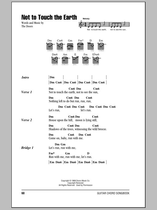 Download The Doors Not To Touch The Earth Sheet Music and learn how to play Really Easy Guitar PDF digital score in minutes