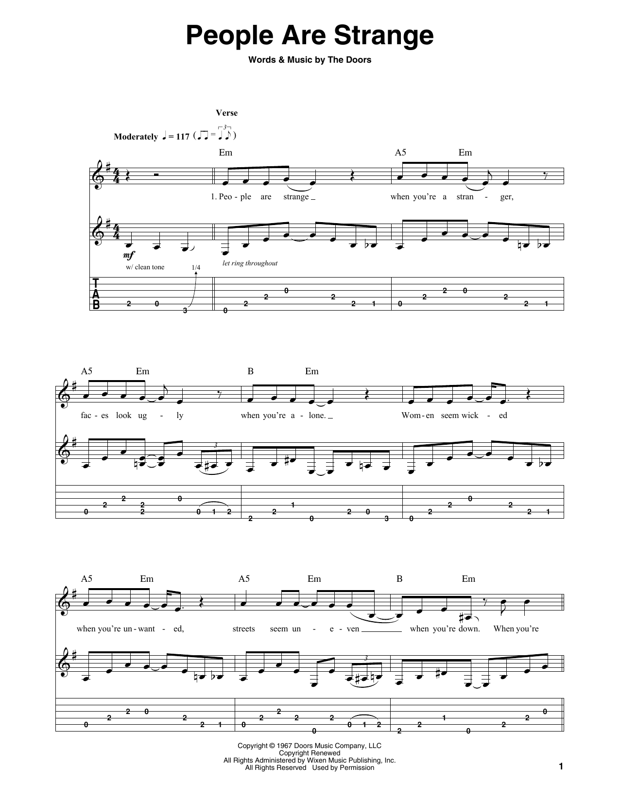 Download The Doors People Are Strange Sheet Music and learn how to play Really Easy Guitar PDF digital score in minutes