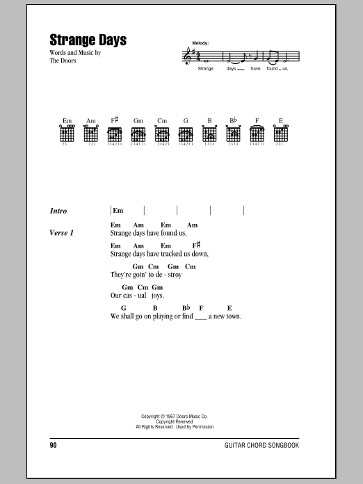 Download The Doors Strange Days Sheet Music and learn how to play Ukulele PDF digital score in minutes