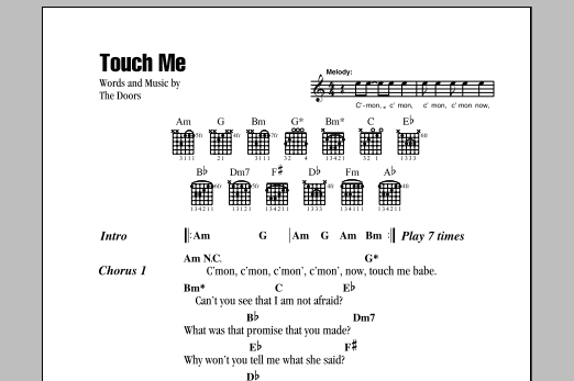 Download The Doors Touch Me Sheet Music and learn how to play Guitar Tab (Single Guitar) PDF digital score in minutes