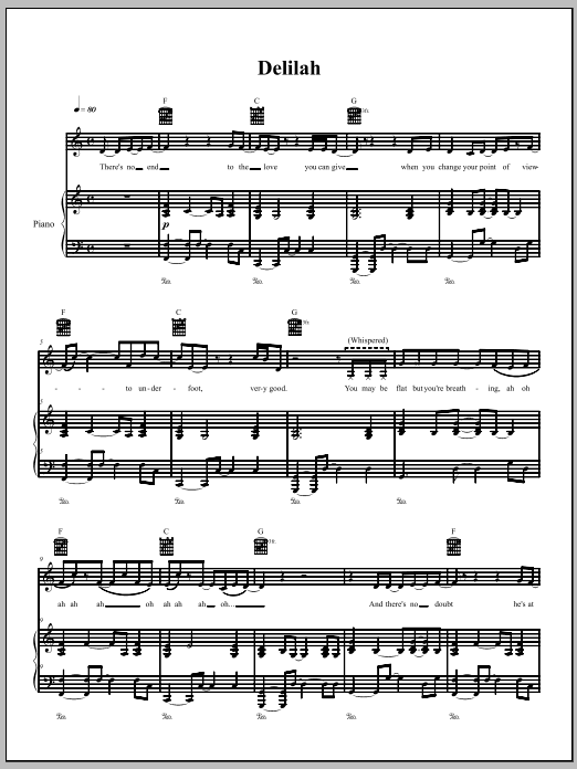 Download The Dresden Dolls Delilah Sheet Music and learn how to play Piano, Vocal & Guitar (Right-Hand Melody) PDF digital score in minutes