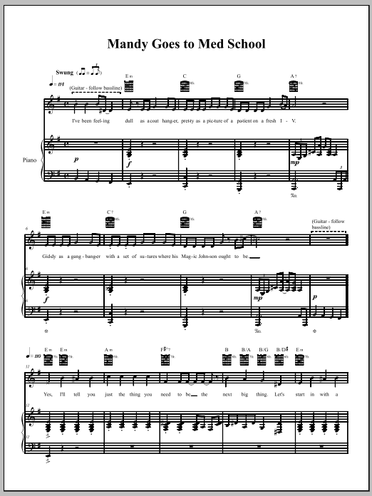 Download The Dresden Dolls Mandy Goes To Med School Sheet Music and learn how to play Piano, Vocal & Guitar (Right-Hand Melody) PDF digital score in minutes