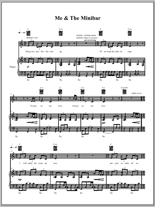 Download The Dresden Dolls Me & The Minibar Sheet Music and learn how to play Piano, Vocal & Guitar (Right-Hand Melody) PDF digital score in minutes