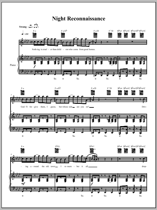 Download The Dresden Dolls Night Reconnaissance Sheet Music and learn how to play Piano, Vocal & Guitar (Right-Hand Melody) PDF digital score in minutes