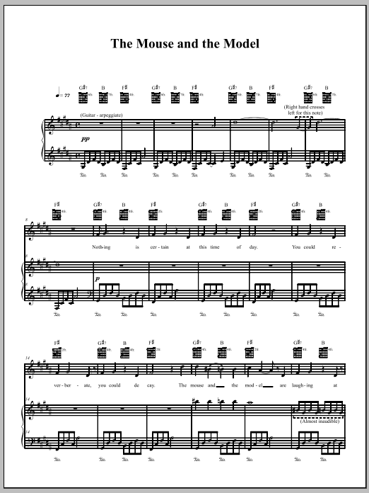 Download The Dresden Dolls The Mouse And The Model Sheet Music and learn how to play Piano, Vocal & Guitar (Right-Hand Melody) PDF digital score in minutes