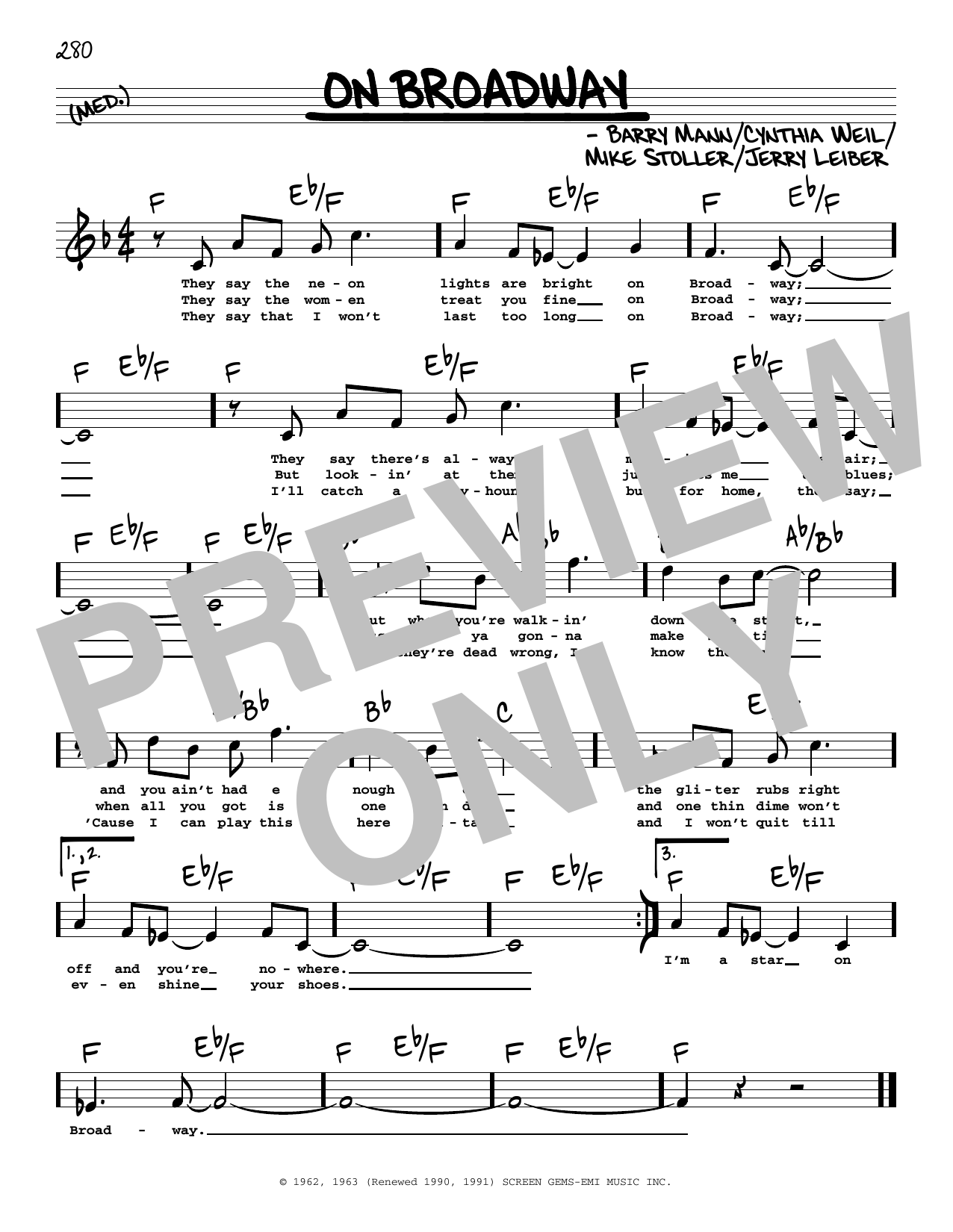 Download The Drifters On Broadway (High Voice) Sheet Music and learn how to play Real Book – Melody, Lyrics & Chords PDF digital score in minutes