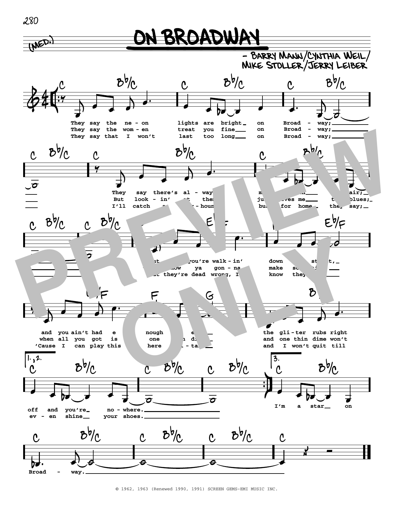 Download The Drifters On Broadway (Low Voice) Sheet Music and learn how to play Real Book – Melody, Lyrics & Chords PDF digital score in minutes