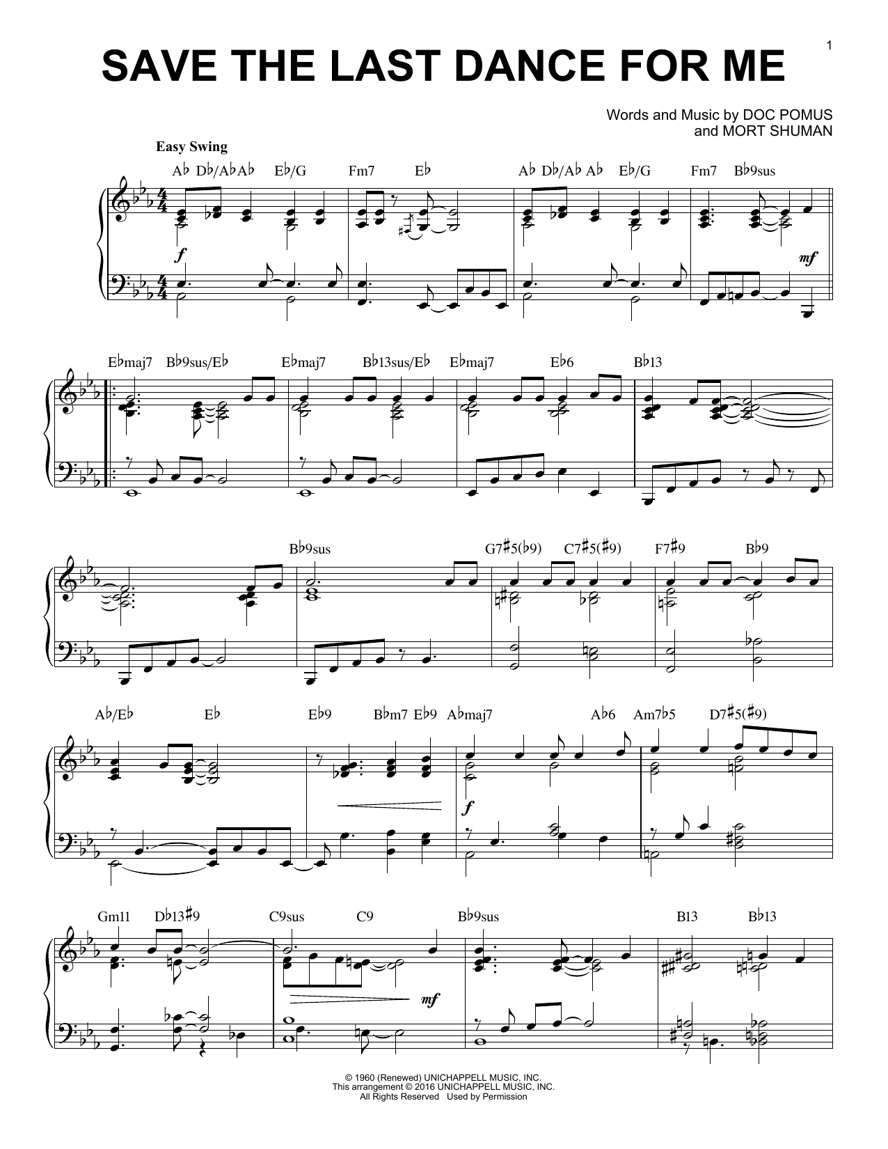 Download The Drifters Save The Last Dance For Me Sheet Music and learn how to play Piano PDF digital score in minutes
