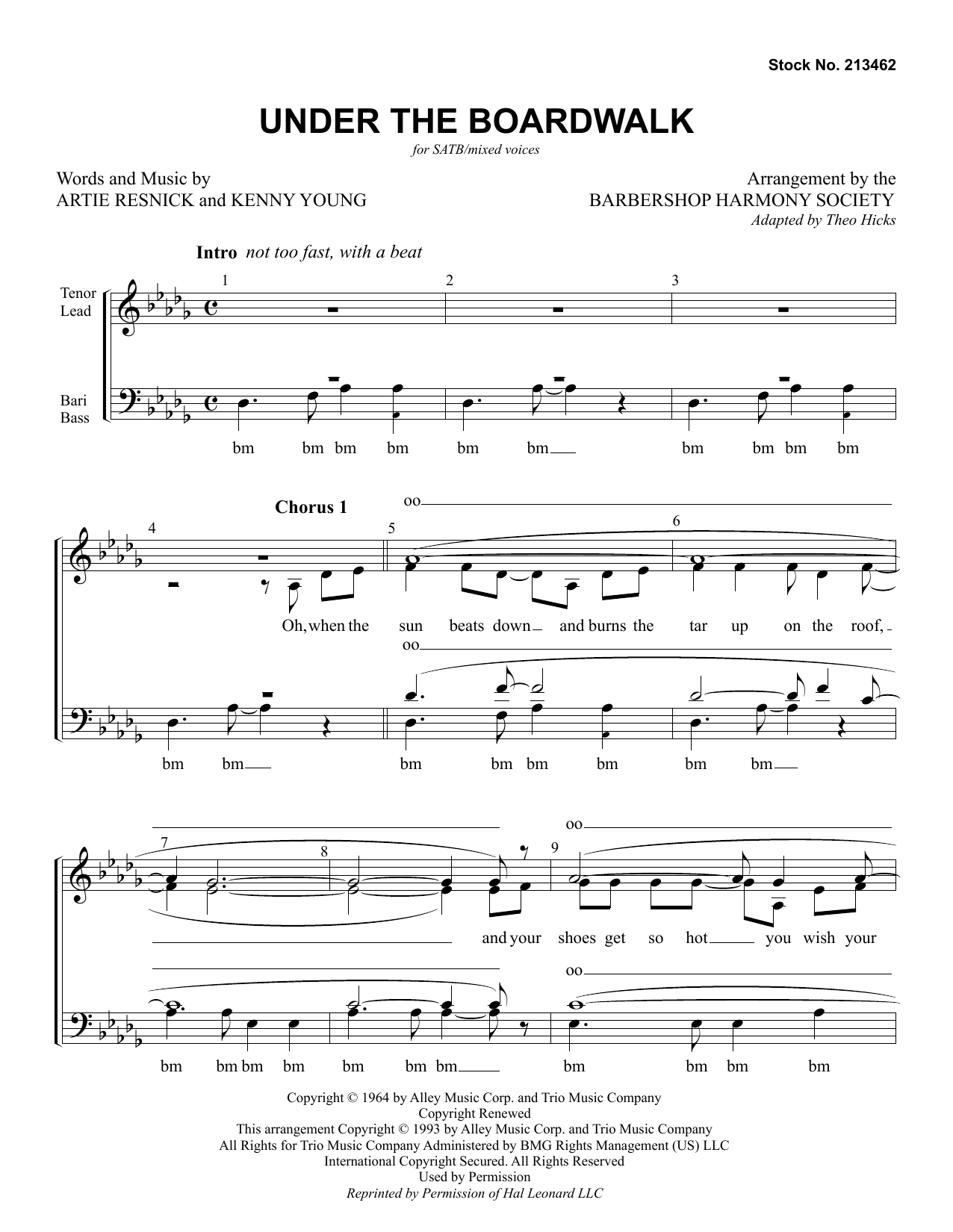 Download The Drifters Under The Boardwalk (arr. Barbershop Harmony Society) Sheet Music and learn how to play SATB Choir PDF digital score in minutes