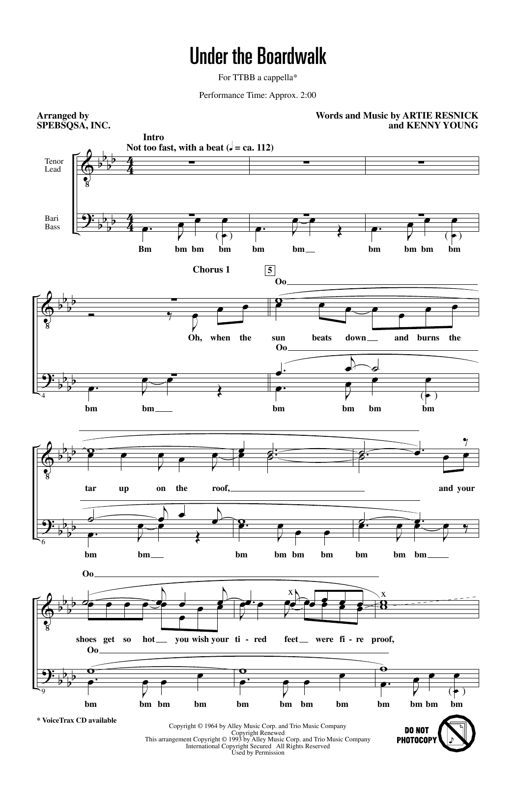 Download The Drifters Under The Boardwalk (arr. SPEBSQSA, Inc.) Sheet Music and learn how to play SSAA Choir PDF digital score in minutes