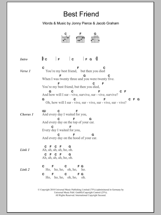 Download The Drums Best Friend Sheet Music and learn how to play Lyrics & Chords PDF digital score in minutes