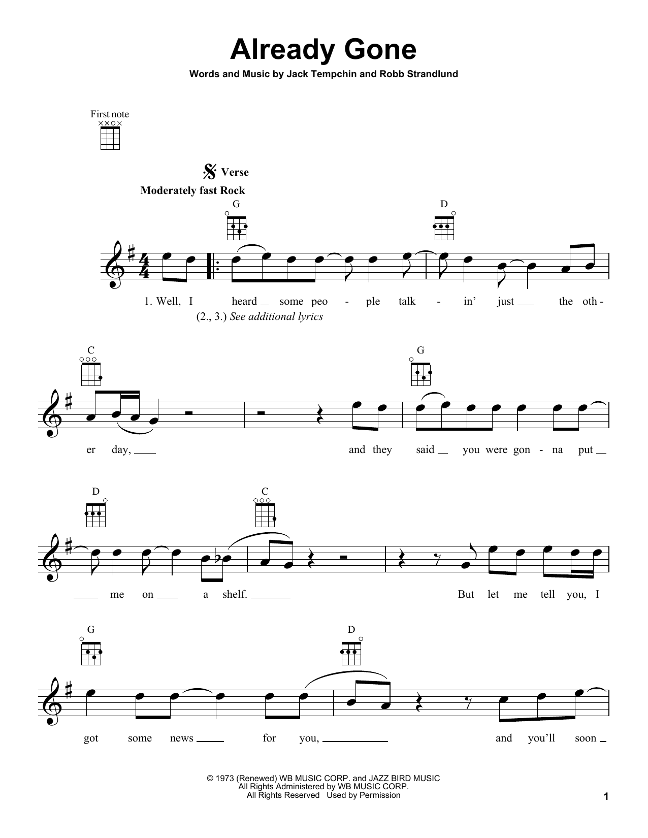 Download The Eagles Already Gone Sheet Music and learn how to play Super Easy Piano PDF digital score in minutes