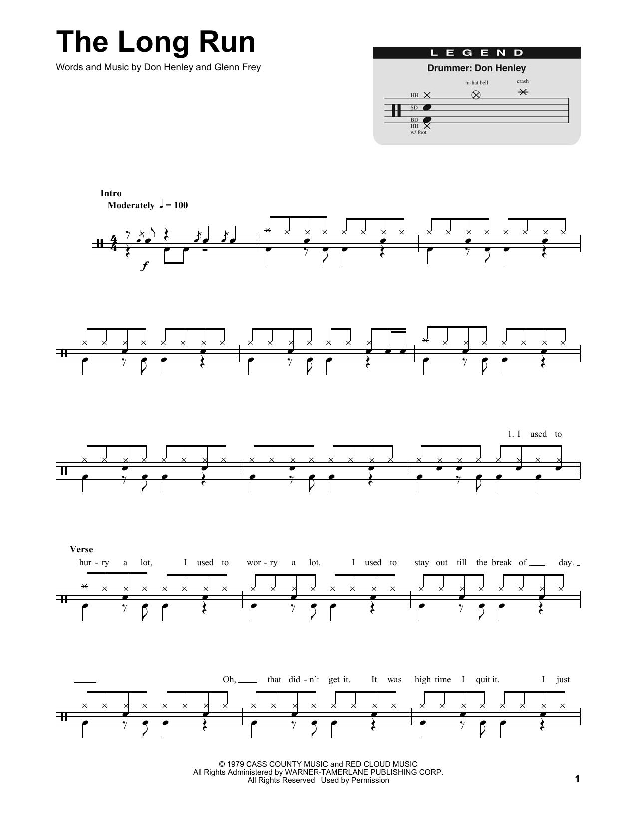 Download Eagles The Long Run Sheet Music and learn how to play Drums Transcription PDF digital score in minutes