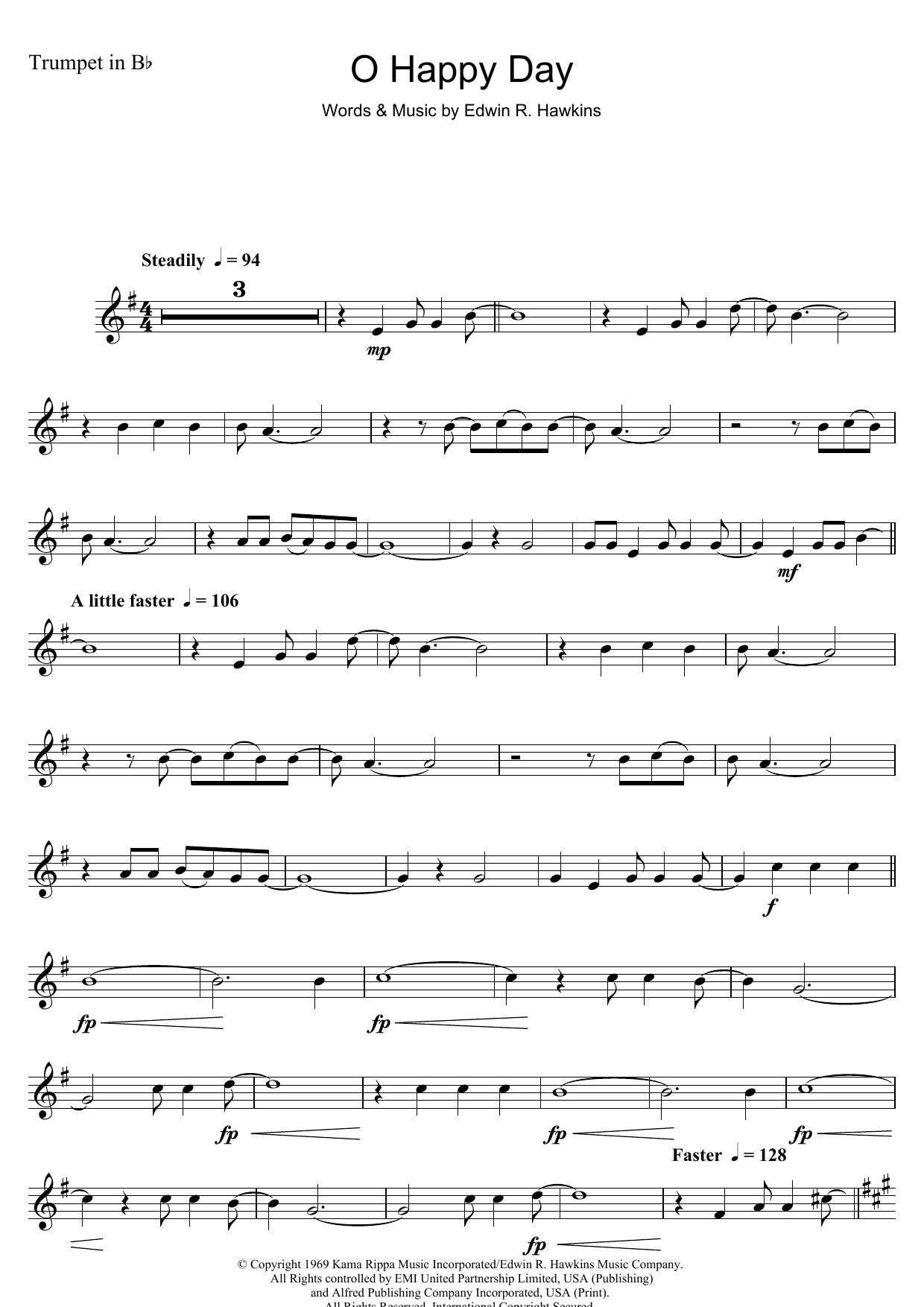 Download The Edwin Hawkins Singers Oh Happy Day Sheet Music and learn how to play Clarinet PDF digital score in minutes