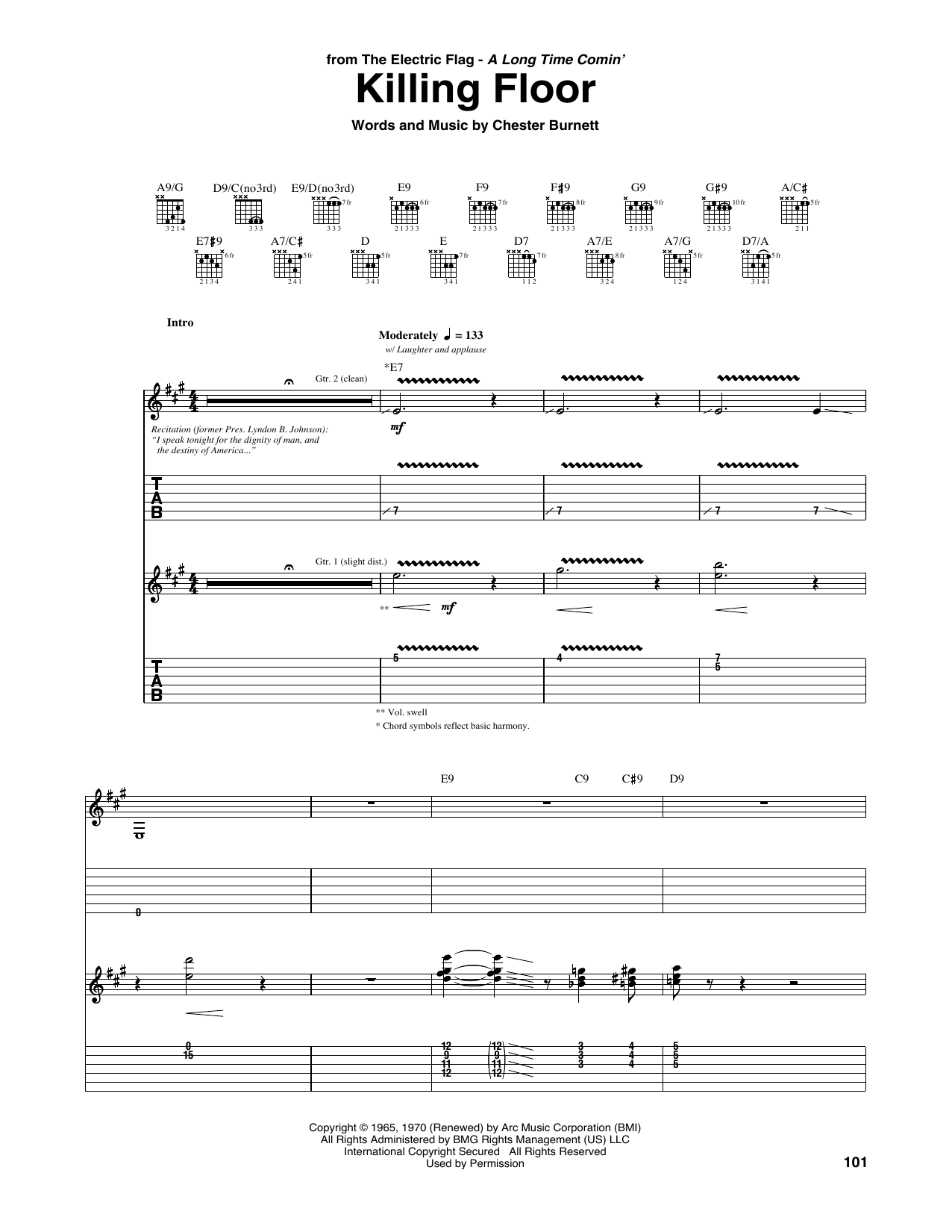 Download The Electric Flag Killing Floor Sheet Music and learn how to play Guitar Tab PDF digital score in minutes