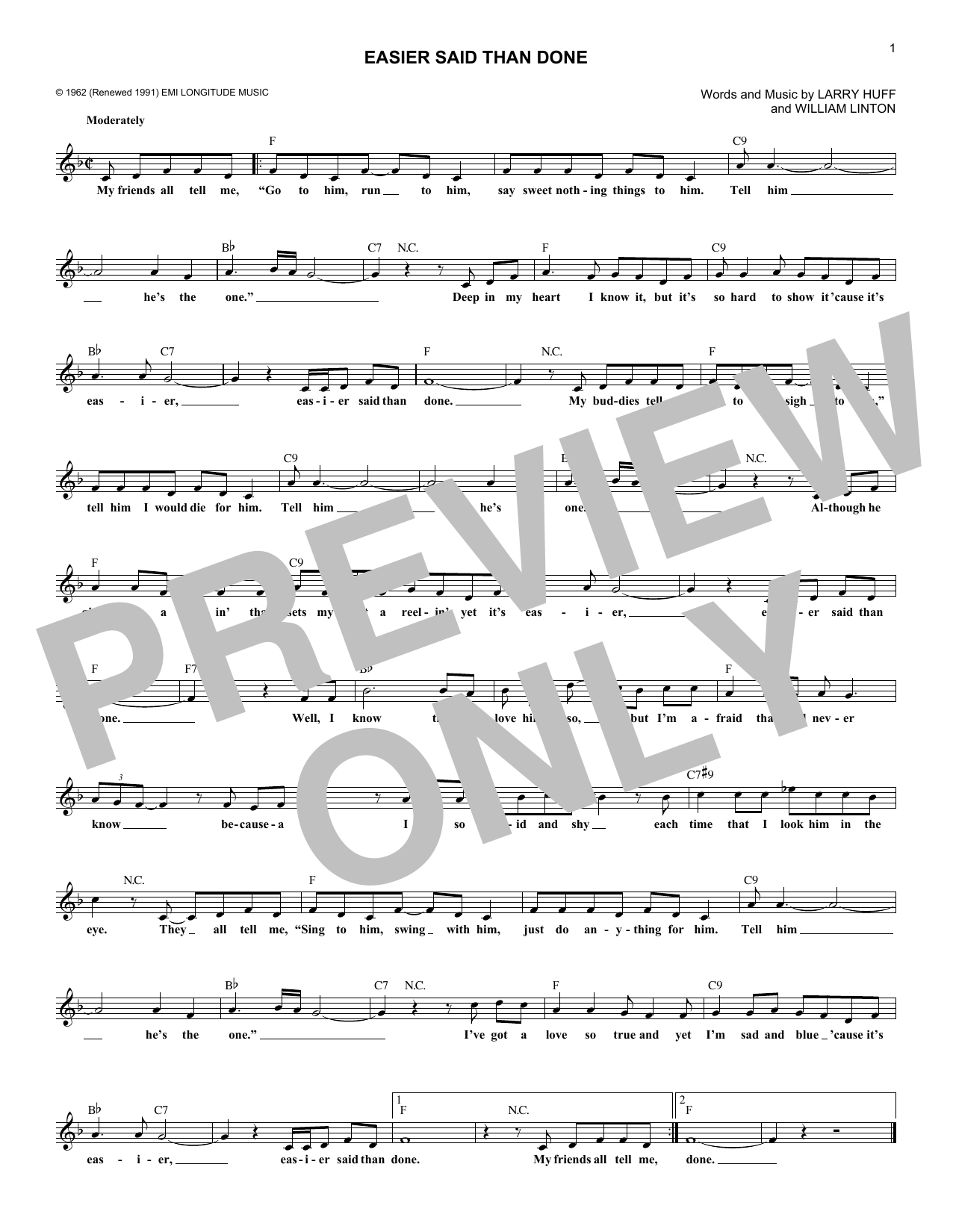 Download The Essex Easier Said Than Done Sheet Music and learn how to play Melody Line, Lyrics & Chords PDF digital score in minutes