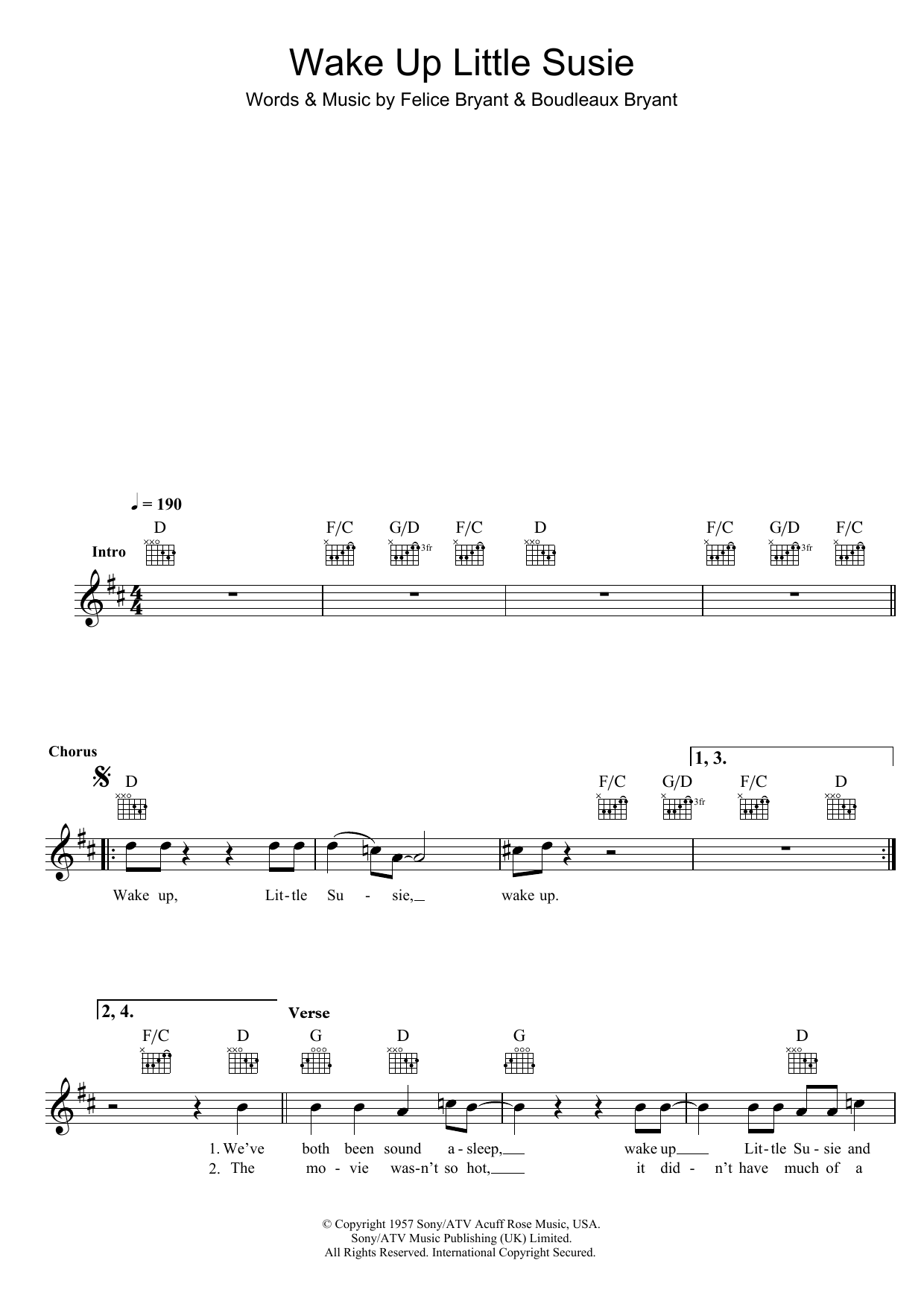 Download The Everly Brothers Wake Up Little Susie Sheet Music and learn how to play Ukulele PDF digital score in minutes