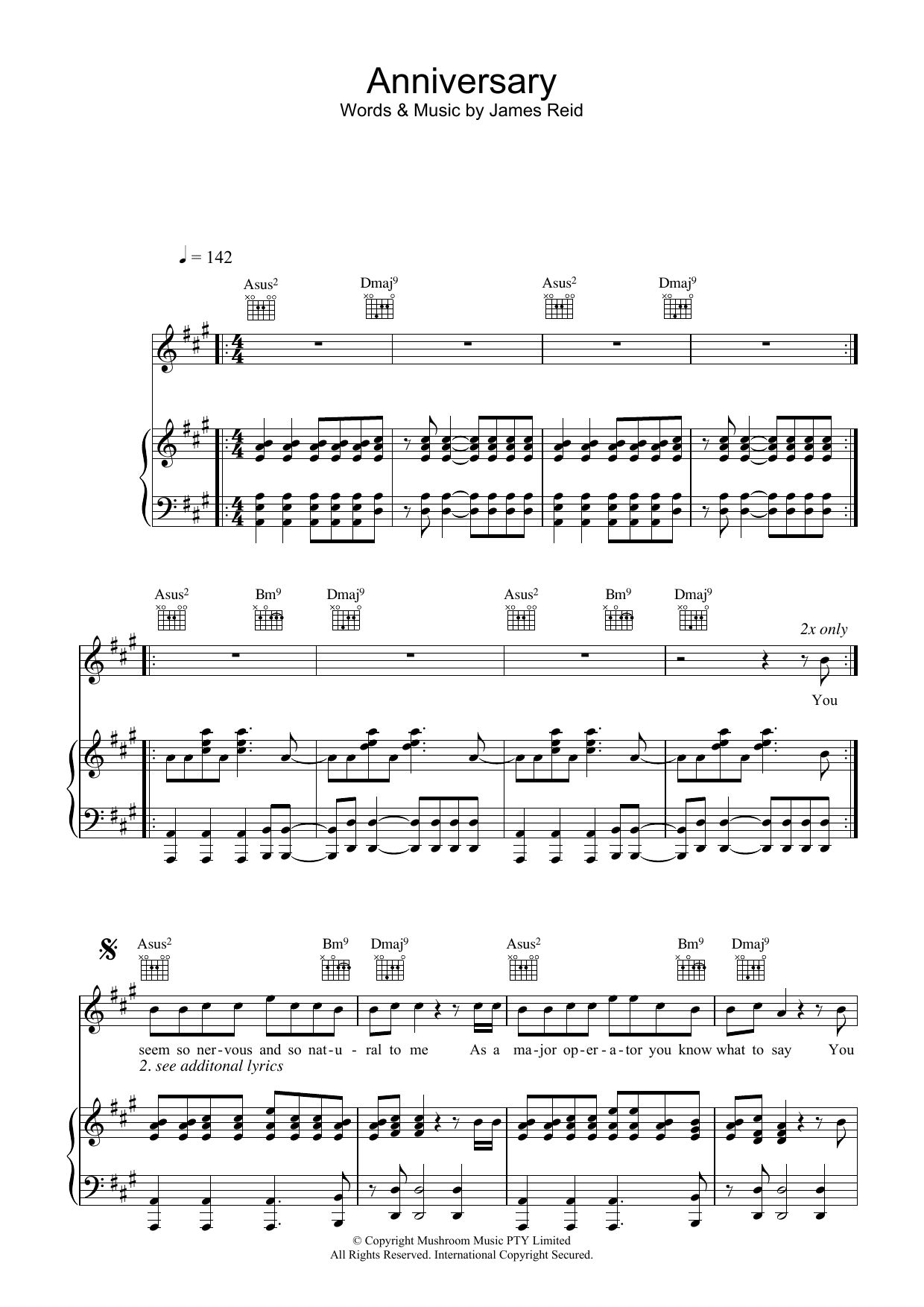 Download The Feelers Anniversary Sheet Music and learn how to play Piano, Vocal & Guitar (Right-Hand Melody) PDF digital score in minutes