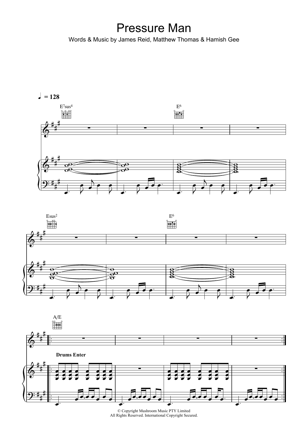 Download The Feelers Pressure Man Sheet Music and learn how to play Piano, Vocal & Guitar (Right-Hand Melody) PDF digital score in minutes