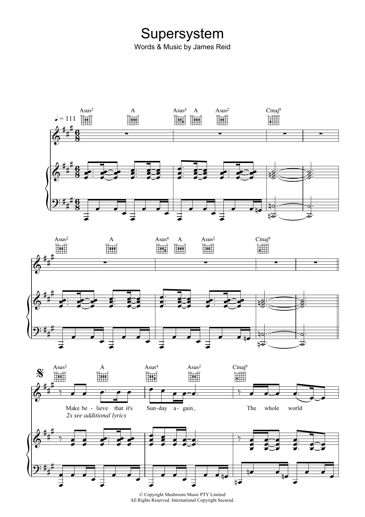 Download The Feelers Supersystem Sheet Music and learn how to play Piano, Vocal & Guitar (Right-Hand Melody) PDF digital score in minutes