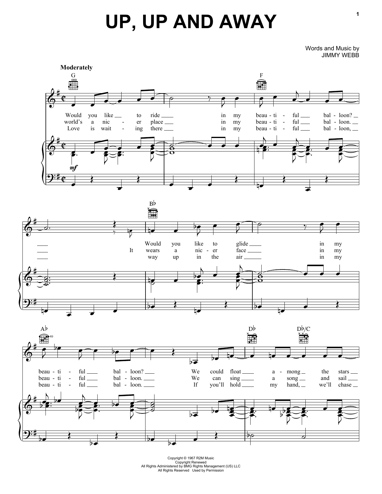 Download The Fifth Dimension Up, Up And Away Sheet Music and learn how to play Violin PDF digital score in minutes