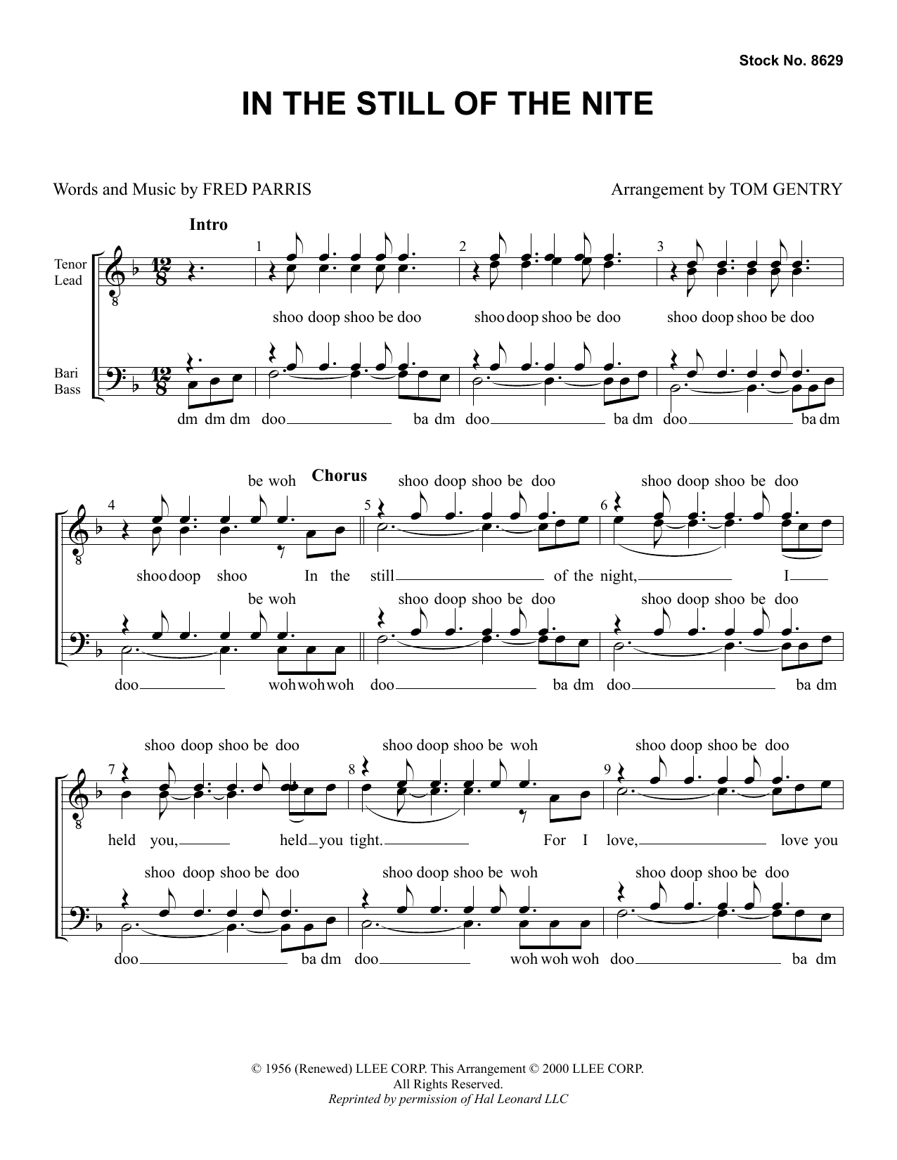 Download The Five Satins In The Still Of The Nite (arr. Tom Gentry) Sheet Music and learn how to play SSAA Choir PDF digital score in minutes