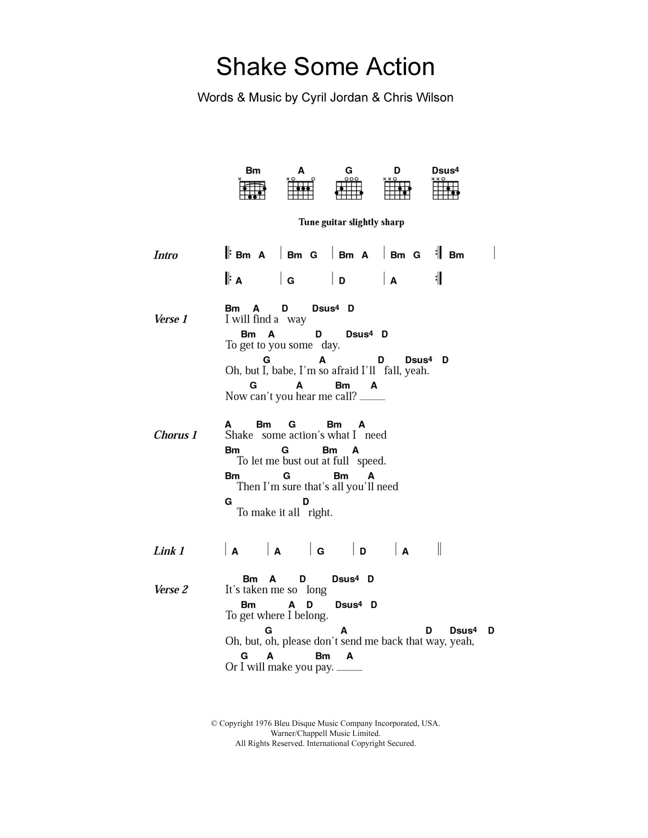 Download The Flamin' Groovies Shake Some Action Sheet Music and learn how to play Lyrics & Chords PDF digital score in minutes