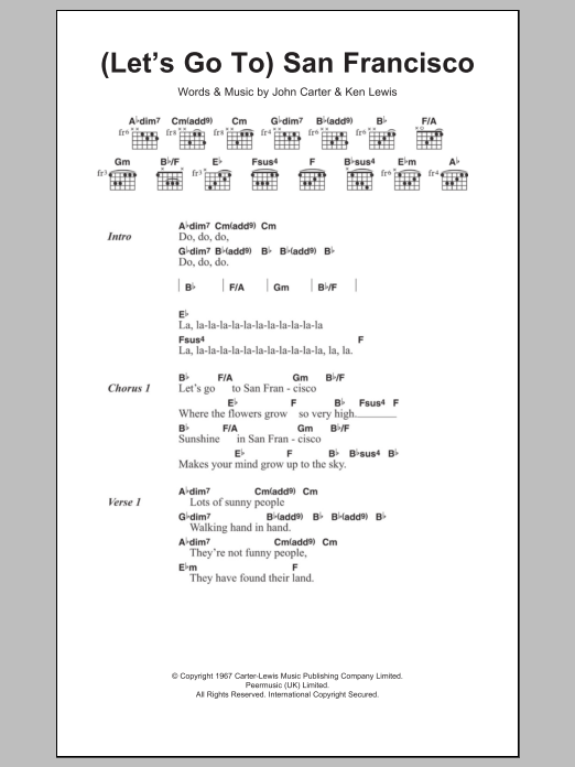 Download The Flower Pot Men (Let's Go To) San Francisco Sheet Music and learn how to play Lyrics & Chords PDF digital score in minutes